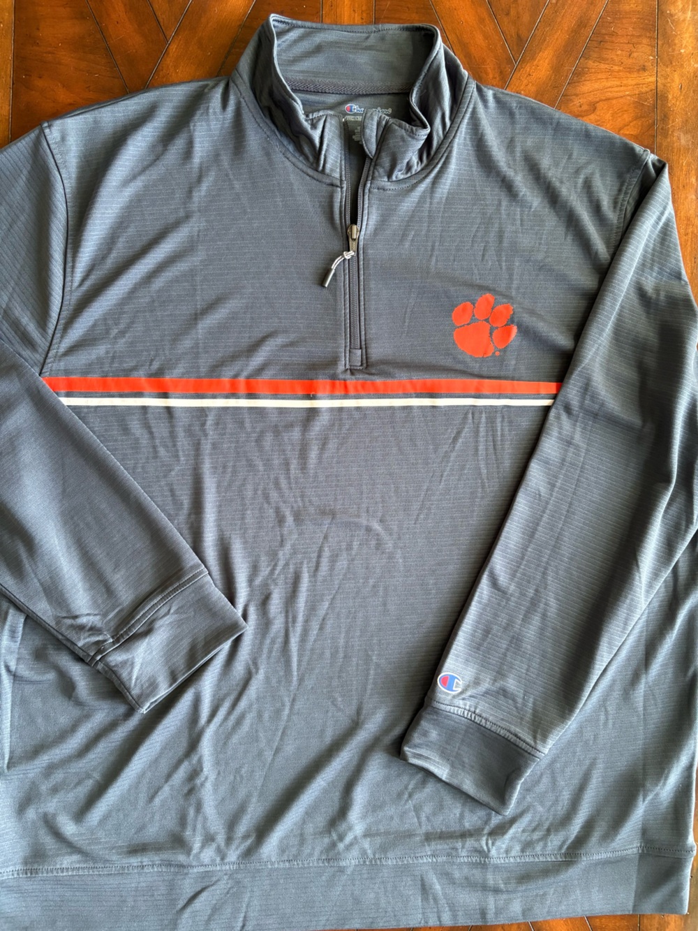 Champion Gray Pullover with Clemson Tiger Paw Logo
